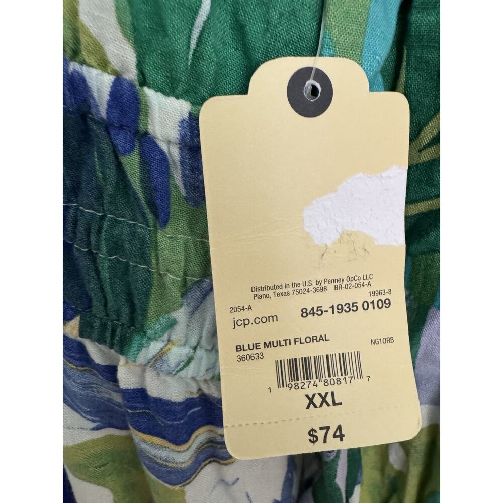 St. Johns Bay Women’s Long Sleeve Floral Maxi Dress Size XXL Tiered Linen Blend - Picture 3 of 6